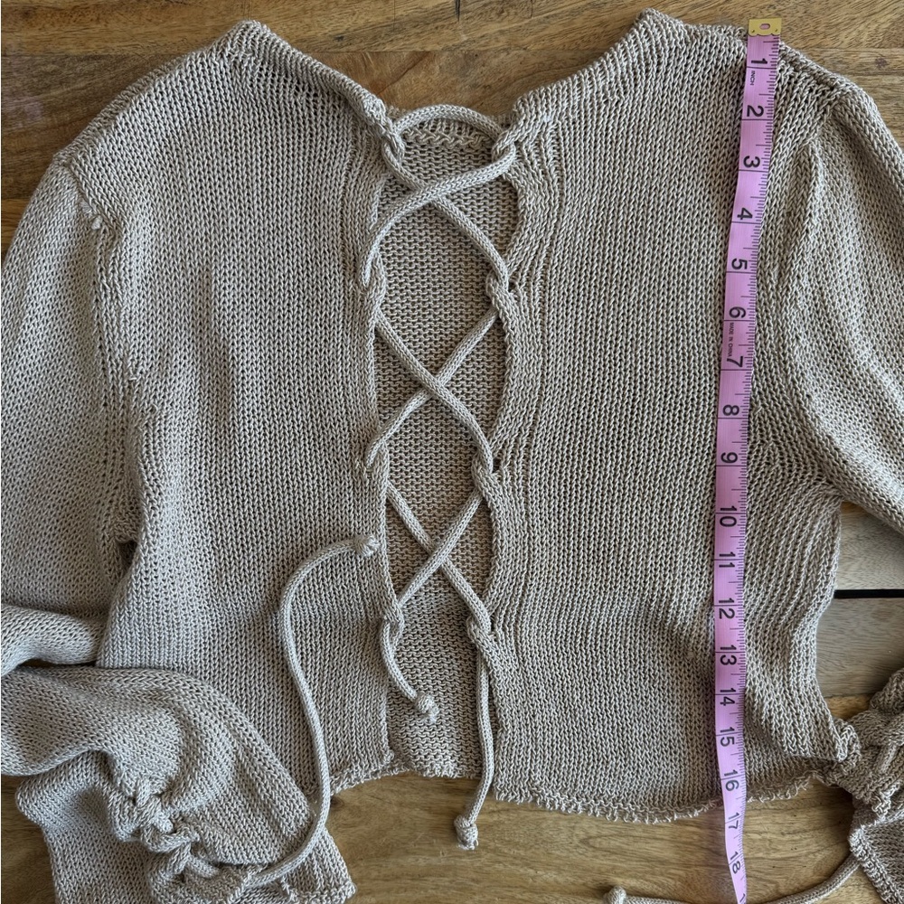 Lace-Up Knit Top, Tan/Sand, Zara, M - Picture 10 of 10